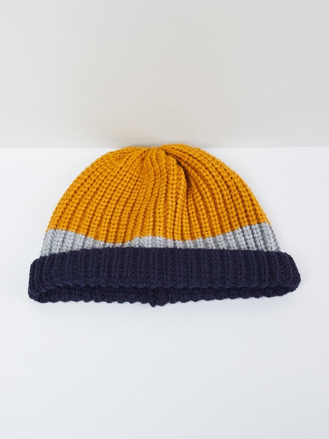 

max Boys Mustard & Grey Colourblocked Beanie