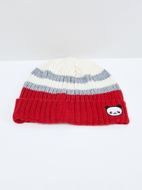 

max Boys Red & White Colourblocked Beanie