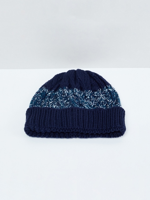 

max Boys Navy Blue Self Design Beanie