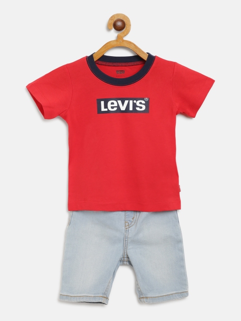 

Levis Boys Red & Blue Brand Logo Print Detail T-shirt with Washed Shorts