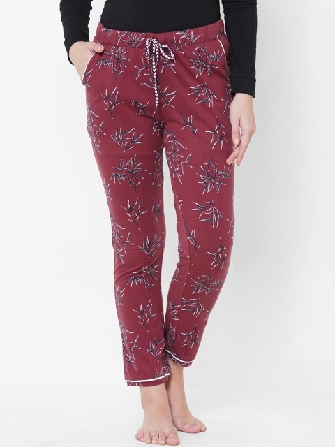 

Sweet Dreams Women Printed Cotton Pyjama, Maroon