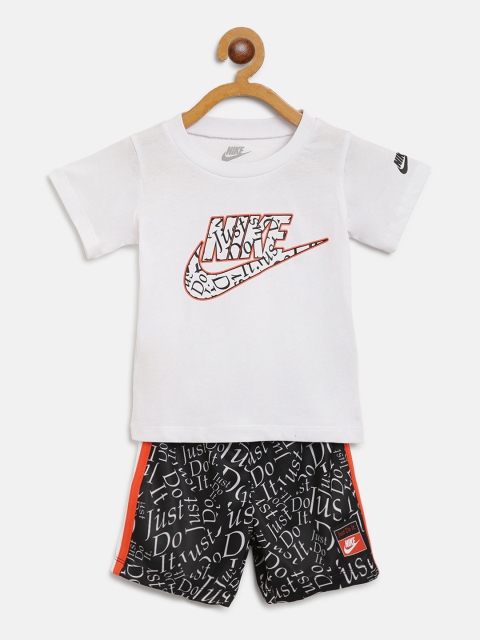 

Nike Boys White & Black JDIY Brand Logo Print T-shirt with Shorts