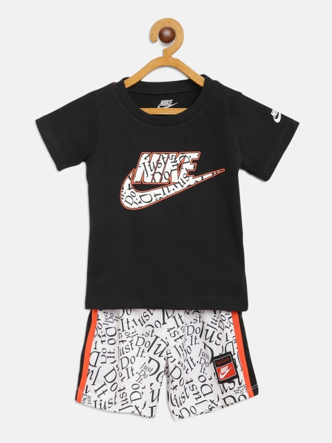 

Nike Boys Black & White JDIY Brand Logo Print T-shirt with Shorts