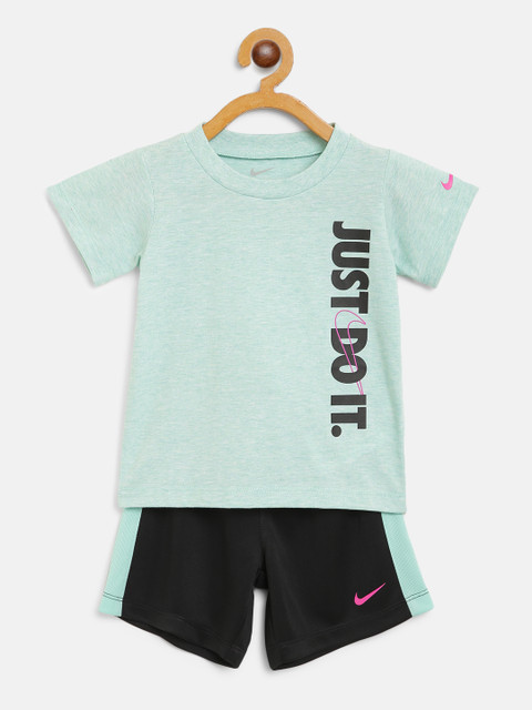 

Nike Boys Mint Green & Black JDI Brand Logo Print T-shirt with Shorts