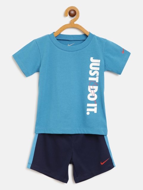 

Nike Boys Blue & White JDI Brand Logo Print T-shirt with Shorts