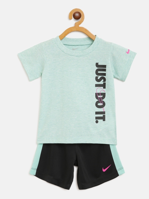 

Nike Boys Mint Green & Black JDI Brand Logo Print T-shirt with Shorts