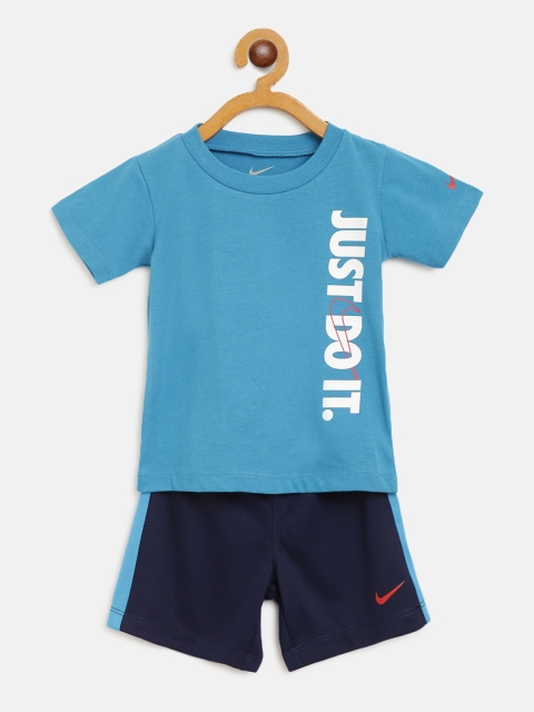 

Nike Boys Blue & White JDI Brand Logo Print T-shirt with Shorts