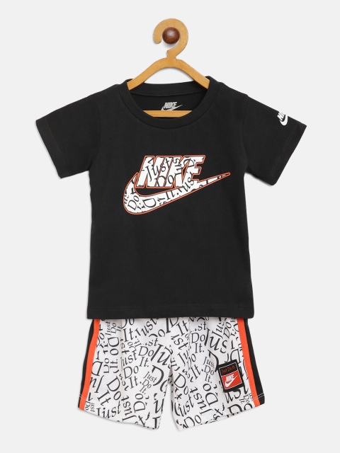 

Nike Boys Black & White JDIY Brand Logo Print T-shirt with Shorts