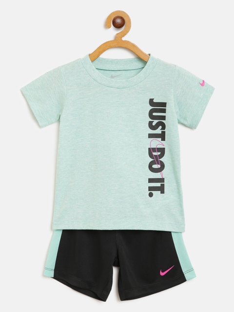 

Nike Boys Mint Green & Black JDI Brand Logo Print T-shirt with Shorts