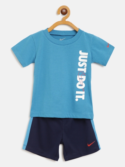 

Nike Boys Blue & White JDI Brand Logo Print T-shirt with Shorts