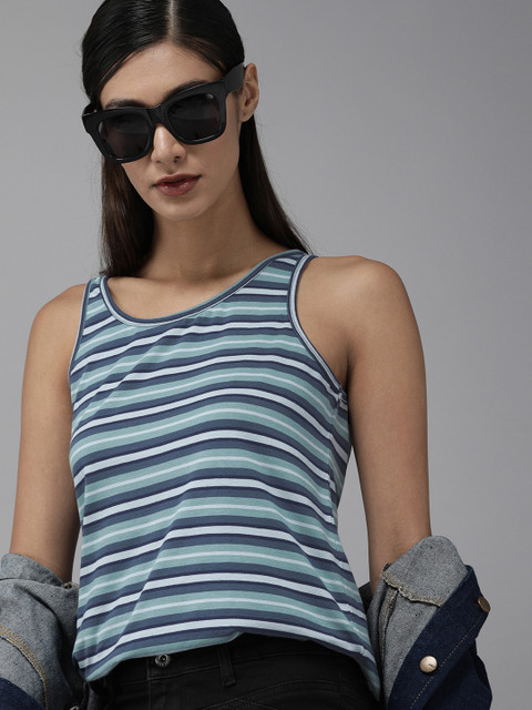 

Roadster Blue & White Striped Regular Top
