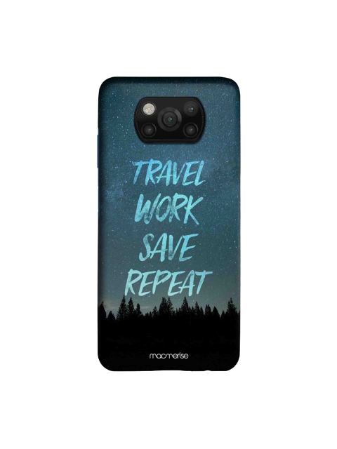 

macmerise Black & Blue Travel Work Save Repeat Printed Xiaomi Poco X3 Back Case