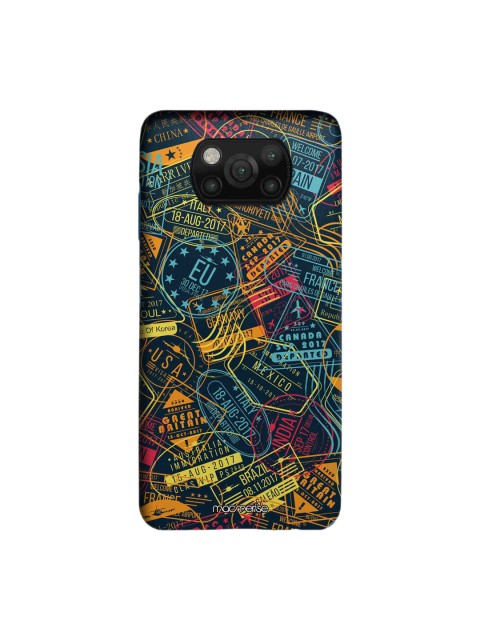 

macmerise Yellow & Blue Immigration Stamps Printed Xiaomi Poco X3 Back Case