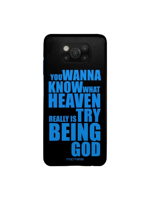 

macmerise Black & Blue Try Being God Black Printed Xiaomi Poco X3 Back Case