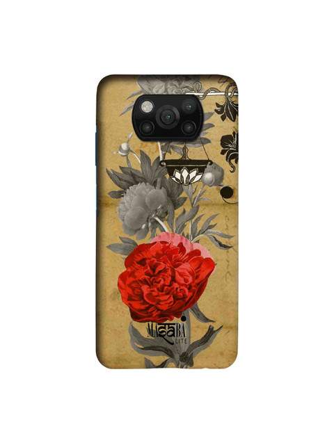 

macmerise Beige & Red Masaba Floral Scale Printed Xiaomi Poco X3 Back Case