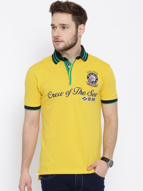 

Fort Collins Yellow Printed Detail Polo T-shirt