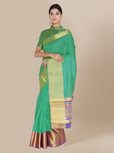 

Chhabra 555 Green Art Silk Solid Banarasi Saree
