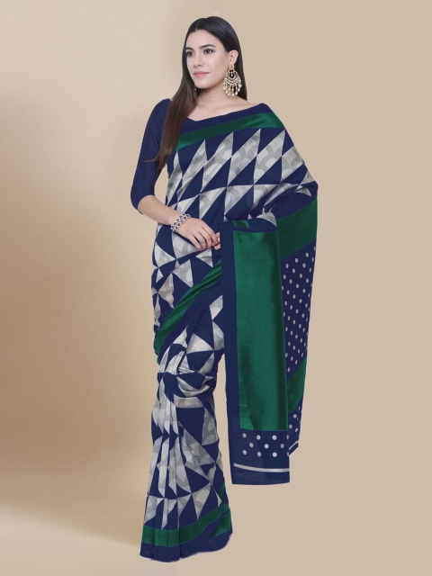 

Chhabra 555 Navy Blue Art Silk Printed Banarasi Saree
