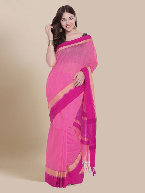 

Chhabra 555 Pink Silk Cotton Solid Jamdani Saree