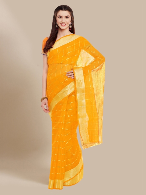 

Chhabra 555 Yellow Silk Blend Woven Design Chanderi Saree