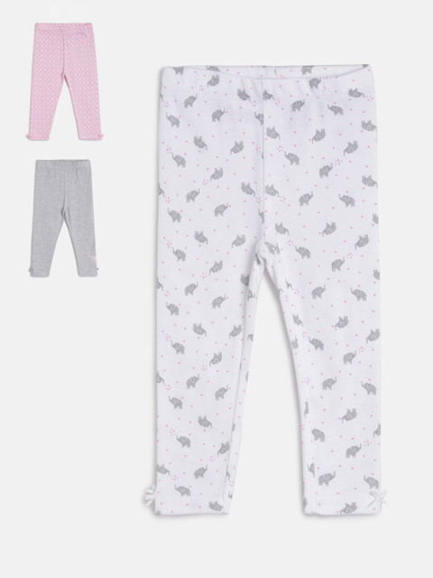 

MINI KLUB Infant Girls Pack Of 3 Cotton Ankle-Length Leggings, White