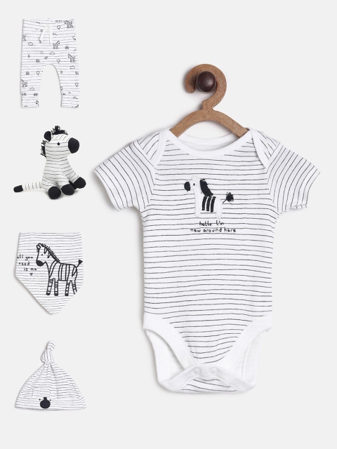 

MINI KLUB Unisex Kids Black And White Striped Bodysuit And Pyjamas