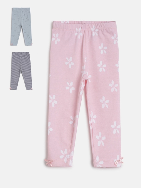 

MINI KLUB Infant Girls Pack Of 3 Ankle-Length Leggings, Pink