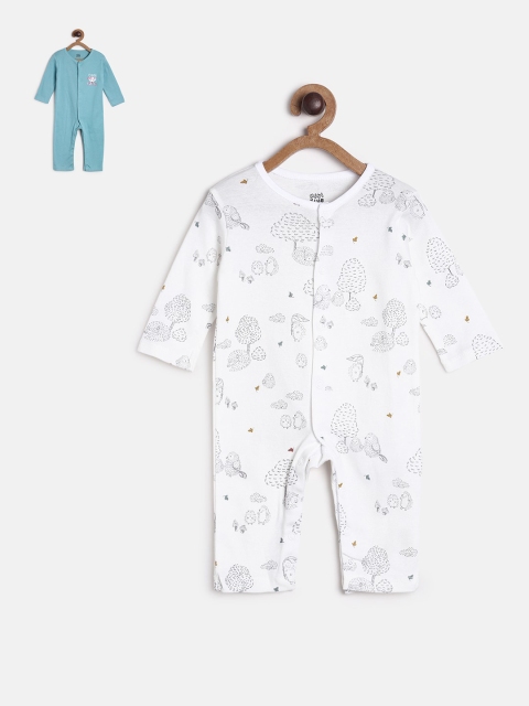 

MINI KLUB Infant Girls Pack Of 2 Printed Cotton Rompers, White