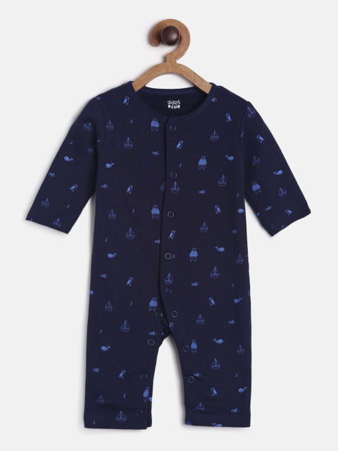 

MINI KLUB Infant Boys Blue Printed Cotton Rompers