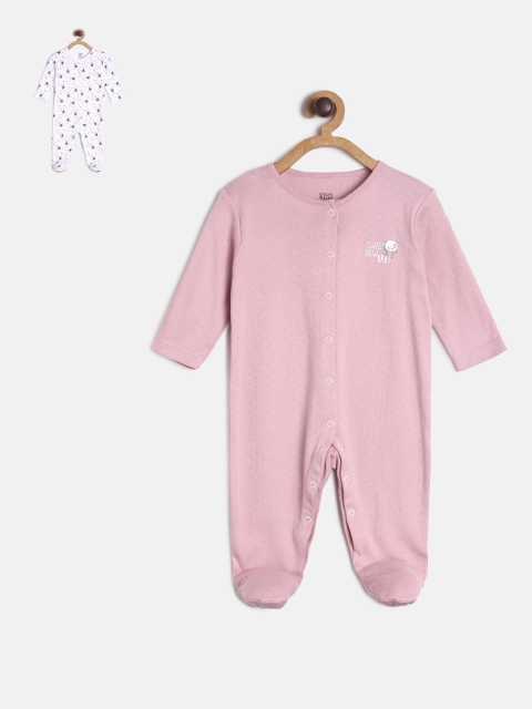 

MINI KLUB Infant Girls Pack of 2 Cotton Sleepsuits, Pink
