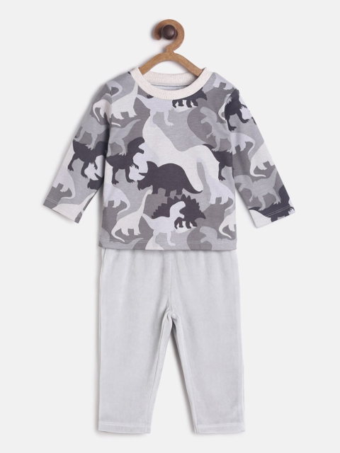 

MINI KLUB Boys Grey & White Printed Top with Trousers