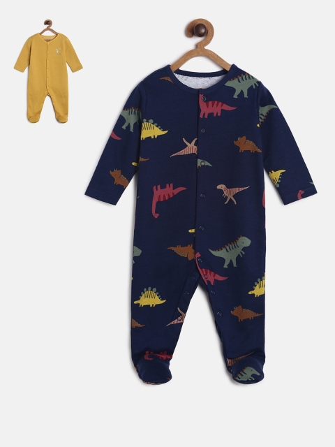 

MINI KLUB Infant Boys Pack Of 2 Pure Cotton Sleepsuits, Navy blue