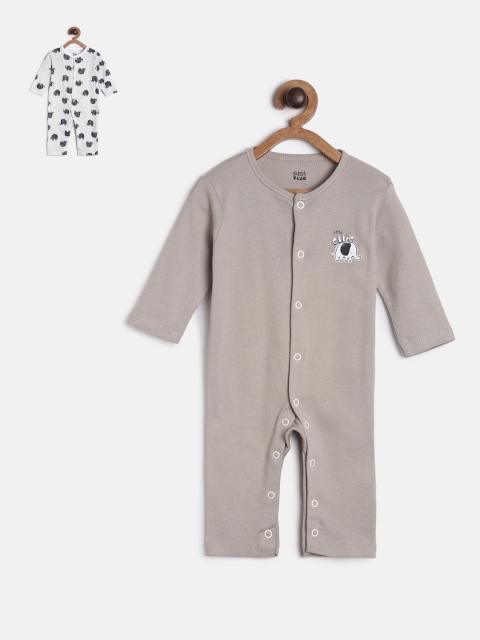 

MINI KLUB Infant Girls Pack Of 2 Printed Pure Cotton Rompers, White