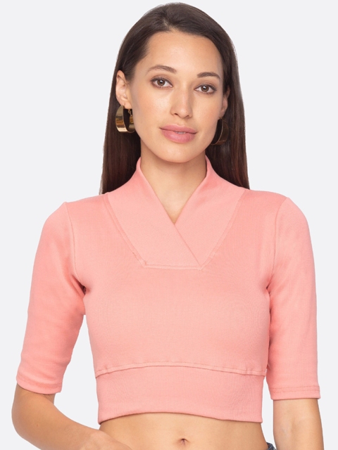 

SALWAR STUDIO Women Pink Solid Stretchable Saree Blouse