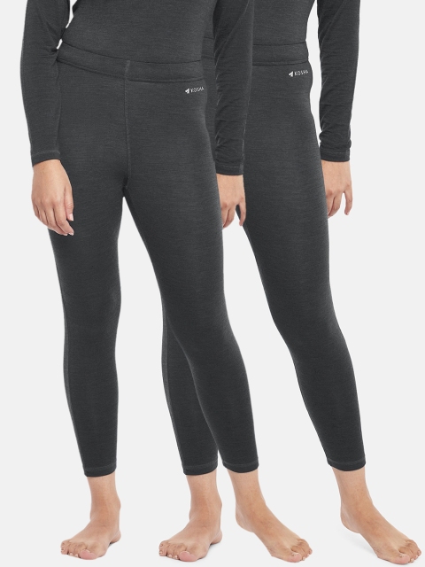 

Kosha Women Pack of 2 Plus Size Charcoal Grey Solid Merino Wool & Bamboo Thermal Leggings