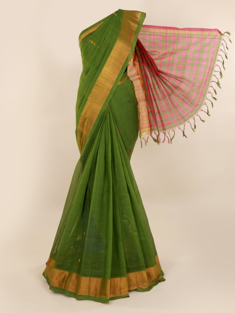 

Pothys Green Solid Pure Cotton Saree