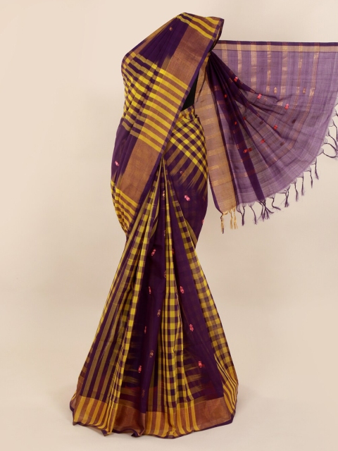 

Pothys Violet Checked Pure Cotton Saree