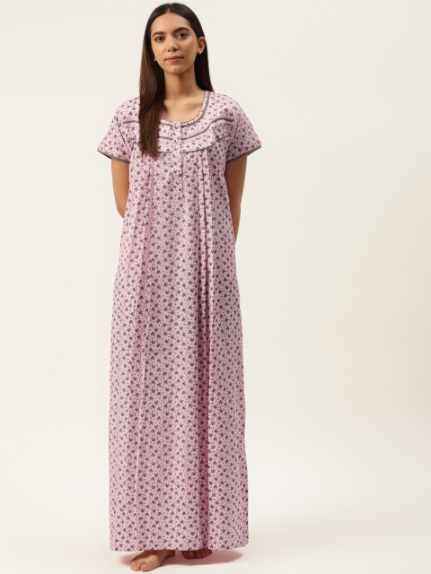 

Sweet Dreams Pink & Charcoal Printed Nightdress