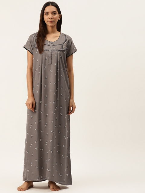 

Sweet Dreams Taupe & Off-White Floral Print Nightdress