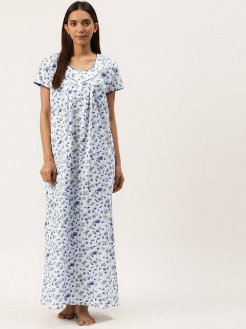 

Sweet Dreams Blue & Grey Pure Cotton Floral Print Nightdress