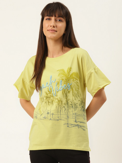 

Sweet Dreams Women Green & Blue Printed Lounge T-Shirt, Yellow