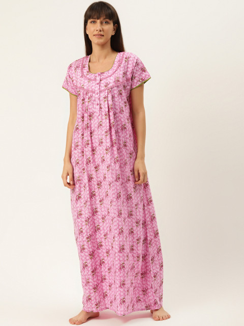 

Sweet Dreams Pink Pure Cotton Floral Print Maxi Nightdress