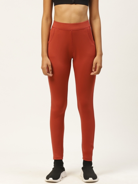 

Sweet Dreams Women Rust Brown Solid Slim Fit Athleisure Tights