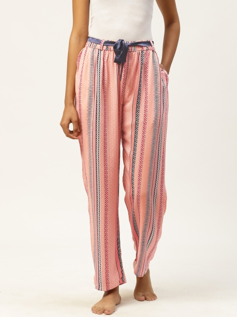 

Sweet Dreams Women Peach-Coloured & Navy Blue Geometric Print Lounge Pants