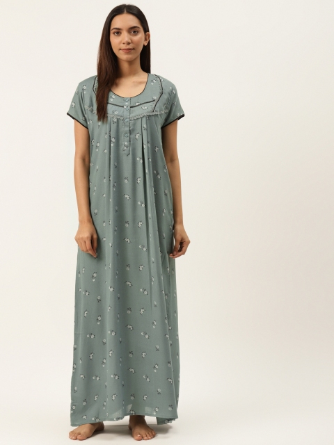 

Sweet Dreams Green & White Floral Print Maxi Nightdress