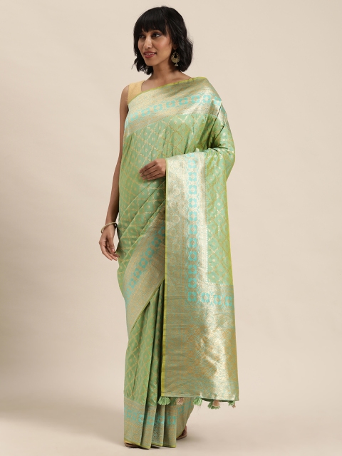 

MOHEY Green & Golden Woven Design Saree