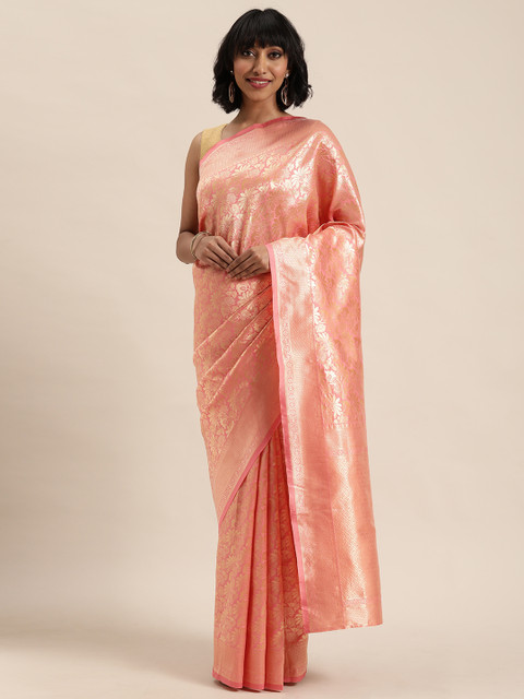 

MOHEY Pink Woven Design Silk Blend Saree