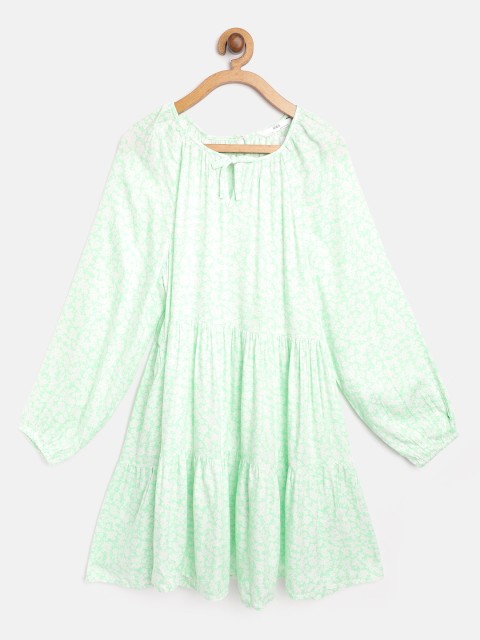 

Marks & Spencer Girls Sea Green & White Floral Printed Sustainable A-Line Dress