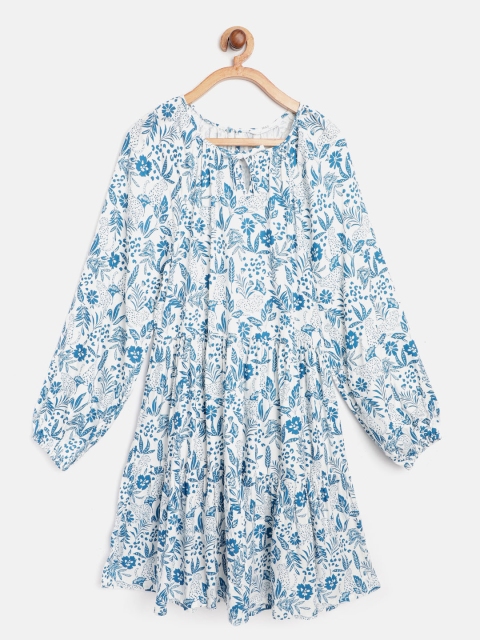 

Marks & Spencer Girls White & Blue Floral Printed Sustainable A-Line Dress