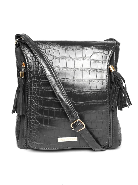

Lino Perros Black Croc Textured Sling Bag